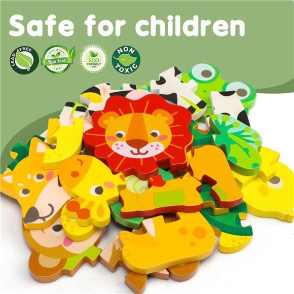 Wooden Puzzles for Toddlers 1-3, Puzzle for Kid, Baby Puzzle, Montessori Toys - Picture 5 of 6